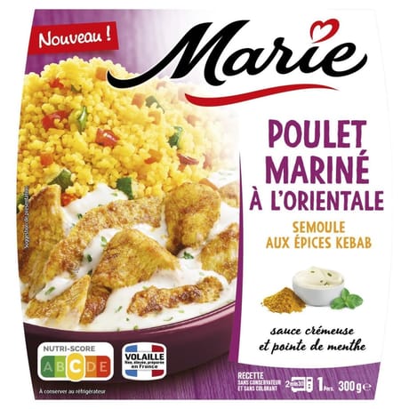 Marie poulet mariné à l'orientale, semoule aux épices kebab 300g