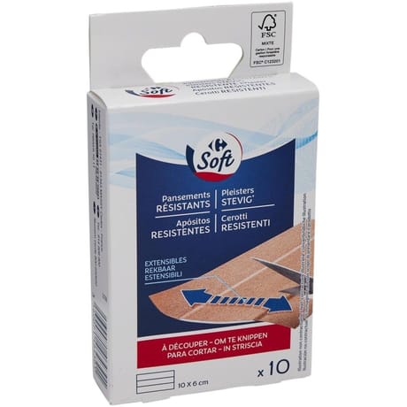Carrefour soft pansements résistants à découper x10
