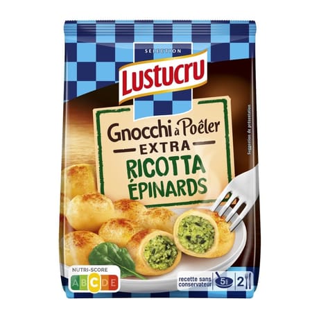 Lustucru sélection gnocchi à poêler extra ricotta épinards 280g