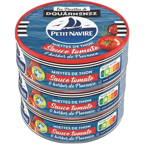 Petit navire miettes de thon à la tomate et herbes de provence 1/10 80g lot de 3
