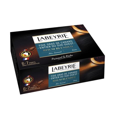 Labeyrie foie gras de canard entier du sud ouest au rhum barquette 230g
