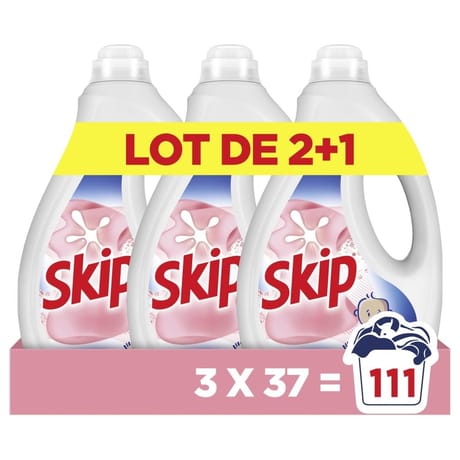 Skip lessive liquide sensitive 3x37 lavages (lot 2+1 gratuit) 4.995L