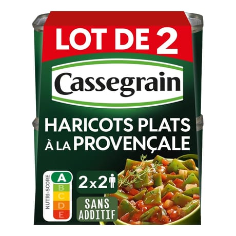 Cassegrain haricots verts plats à la provençale 1/2 lot 2X375g