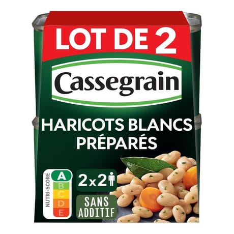 Cassegrain haricots blancs cuisinés carottes et laurier 1/2 2x 250g
