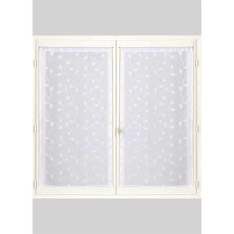 Paire de vitrage etamine brodee 60x160 cms blanc