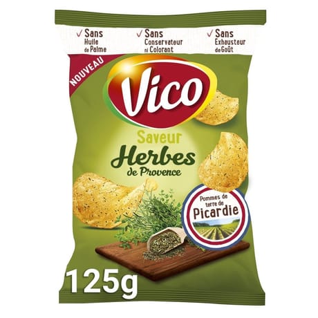 Vico chips aromatisées lisses herbes de provence 125g