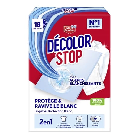 Décolor stop ravive le blanc x 18 lingettes