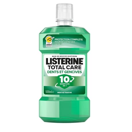 Listerine bain de bouche total care 10en1 dents & gencives 500ml
