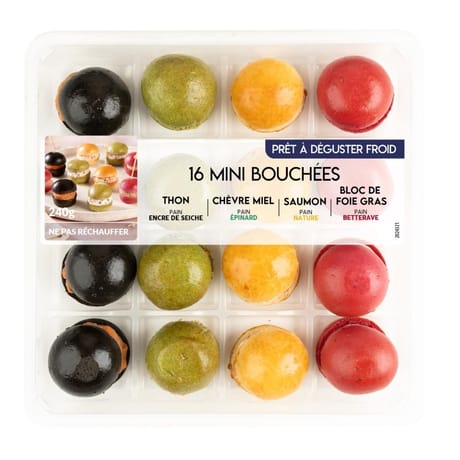 Assortiments 16 mini bouchées froides apéritifs 240 gr