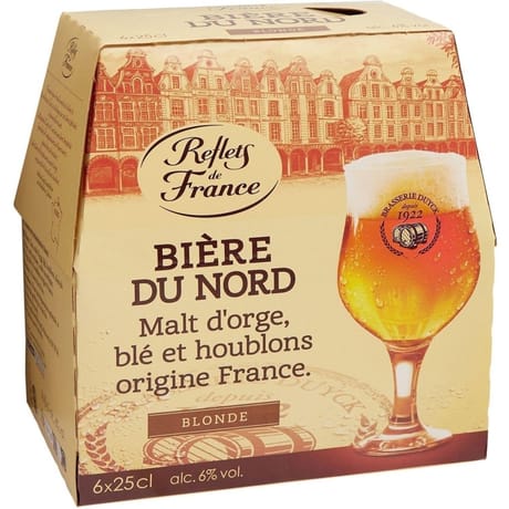 Carrefour Reflets de France bière blonde du nord bouteilles 6x25cl 6%vol
