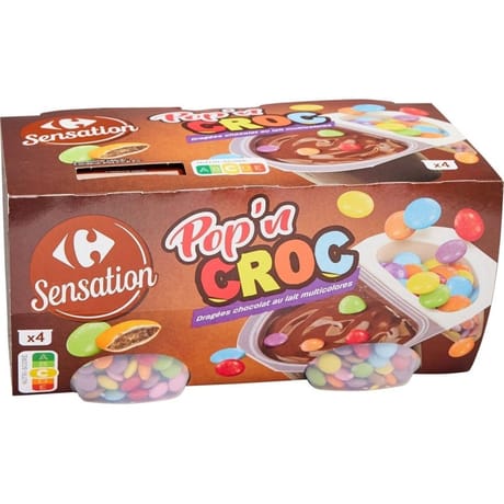Carrefour Sensation crème dessert chocolat avec dragées 4x120g