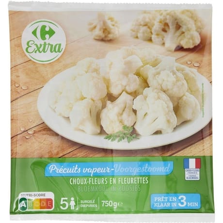 Carrefour extra choux-fleurs en fleurettes précuits vapeur 750g