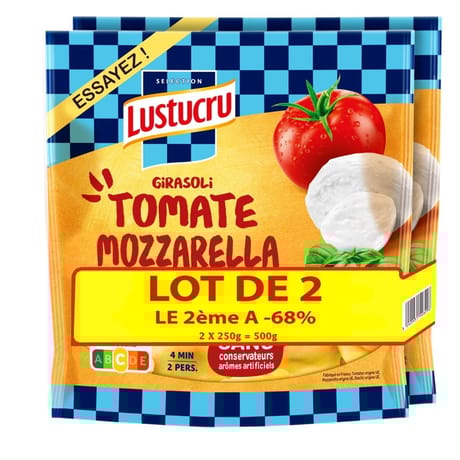 Lustucru sélection girasoli tomate basilic mozzarella lot de 2 x 250g - le 2ème à 68%
