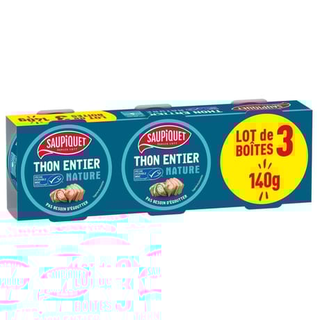 Saupiquet thon entier nature MSC lot de 3x140g