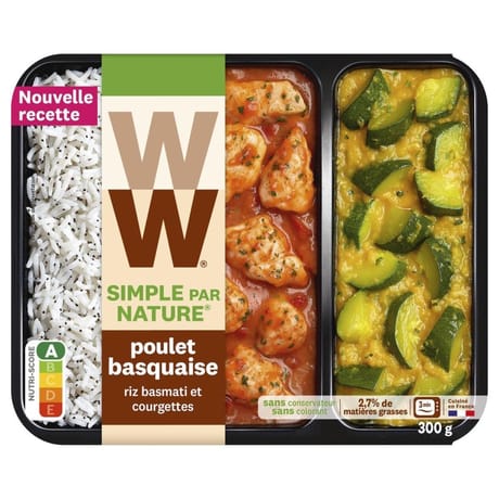 WW poulet basquaise riz basmati et courgettes fraiches 300g