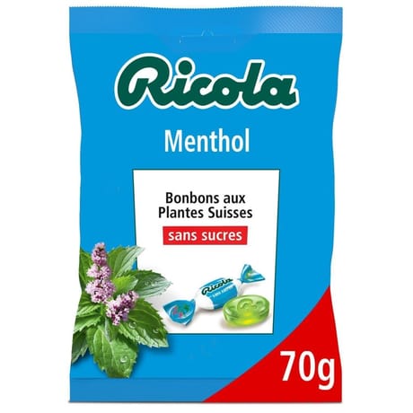 Ricola menthol sans sucres sachet de 70g