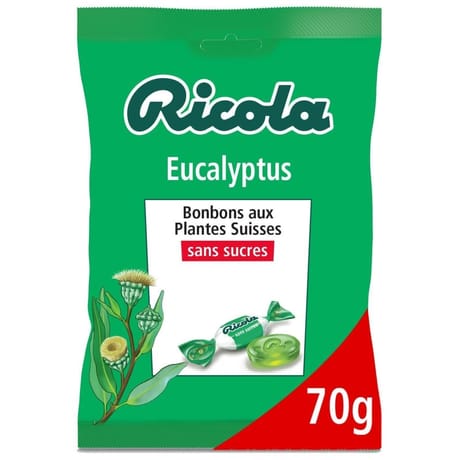 Ricola eucalyptus sans sucres (avec extrait de stévia) sachet de 70g