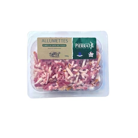 Allumettes de lardons de qualité supérieure fumées au sapin 180g pierrat