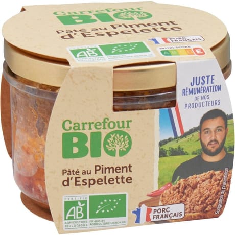 Carrefour bio pâté au piment d'espelette bio 180g