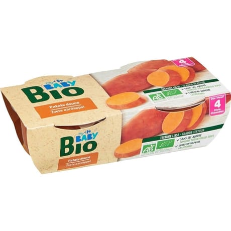 Carrefour baby bio plat bébé patate douce dès 4mois 2x120g