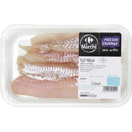 Filet de merlan sans arête CARREFOUR LE MARCHE la barquette de 200g