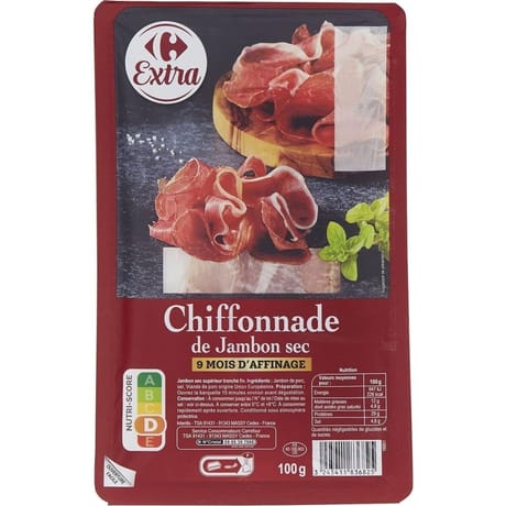 Carrefour Extra chiffonnade de jambon sec 9 mois d'affinage 100g
