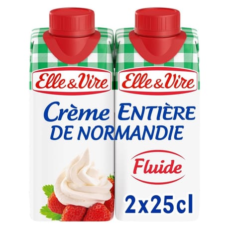 Elle & vire crème entière de normandie 30% MG uht brique 2 x 25 cl
