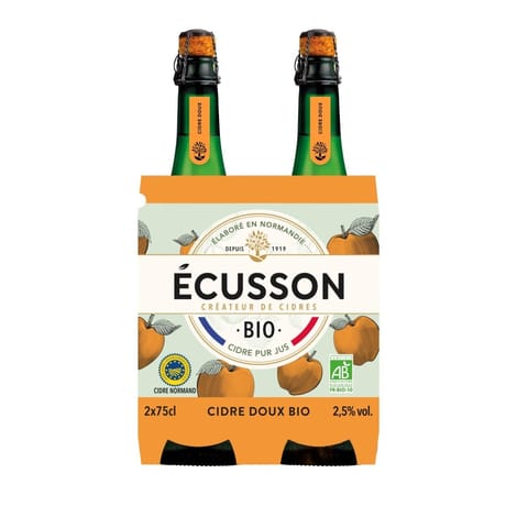 Ecusson bio doux fruité 2x75cl 2.5%vol