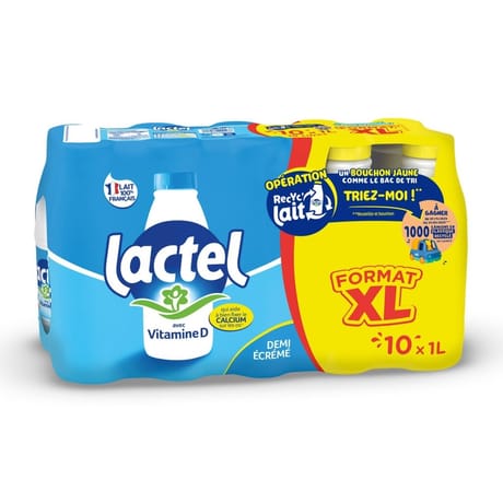 Lactel lait demi-écrémé uHT bouteille 10x1l petit dej