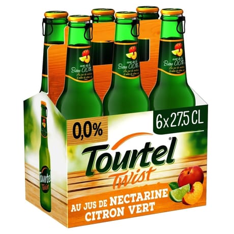 Tourtel Twist bière sans alcool aromatisée nectarine 6x27,5cl 0%vol
