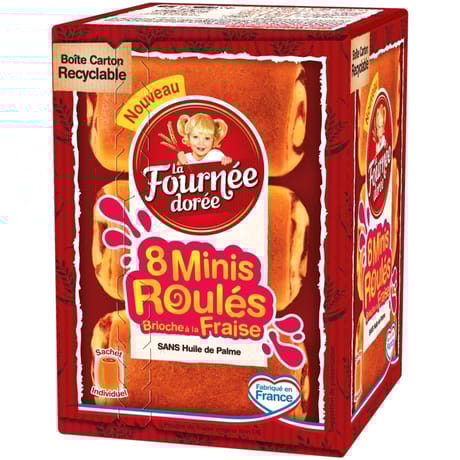 La Fournée Dorée 8 mini roulés brioches fraise 320g