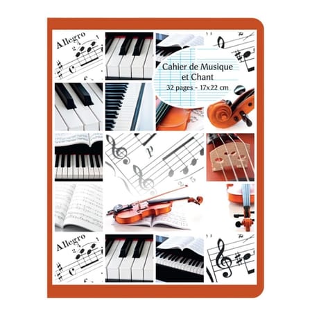 Cora cahier musique et chant  17 x 22 cm 32 pages seyes grands carreaux + musique