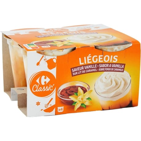 Carrefour classic liégeois vanille caramel 4x100g