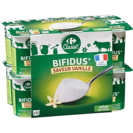 Carrefour classic yaourt bifidus vanille 12x125g