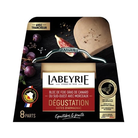 Labeyrie bloc de foie gras de canard avec morceaux barquette 300g + lyre