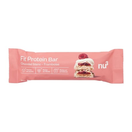 Nu3 fit protein bar chocolat blanc framboise 55g