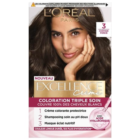 L'oréal paris excellence crème coloration triple soin 3 châtain foncé