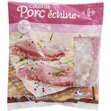 Carrefour côtes de porc échine 1kg