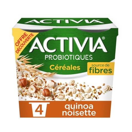 Activia bifidus céréales quinoa noisette 4x120g offre découverte