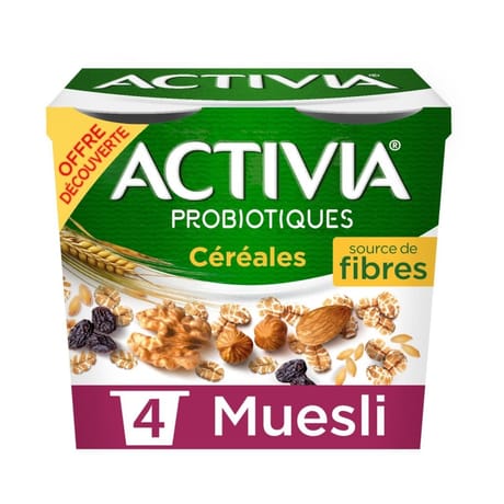 Activia bifidus céréales muesli 4x120g offre découverte