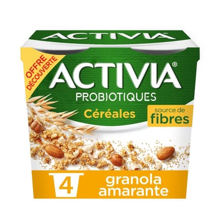 Activia bifidus céréales granola amarante 4x120g offre découverte