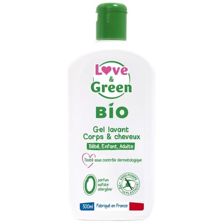 Love & green gel corps et cheveux sans parfum sans sulfate et bio 500ml