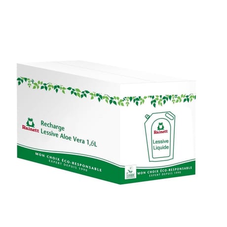 Rainett lessive liquide peaux sensibles ecolabel aloe vera 5x1.6l