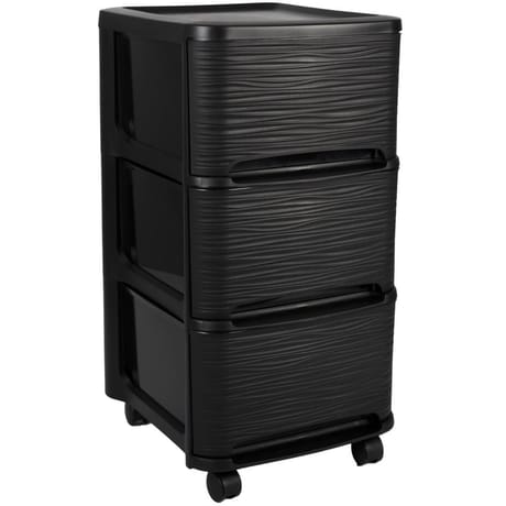 Tour deco stone 3 tiroird gm de 14l avec roulettes noir