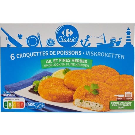 Coeur d emarché 6 croquettes de poissons ail et fines herbes 300g
