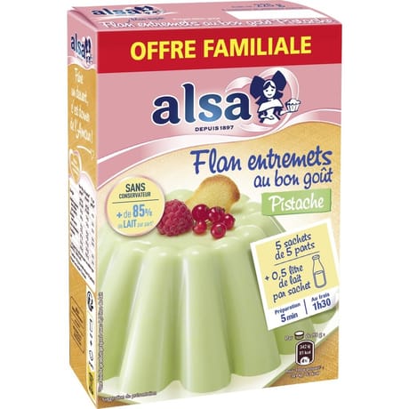 Alsa préparation flan entremets pistache offre familiale 225g