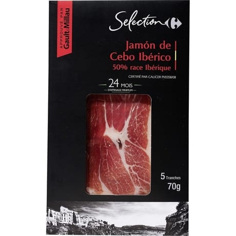 Carrefour sélection jambon de cebo ibérique 24 mois d'affinage 70g