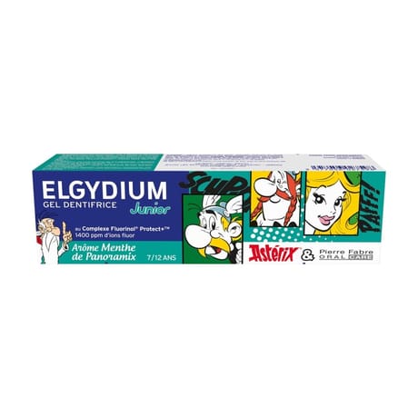 Oral care elgydium dentifrice junior 7/12 ans menthe douce 50 ml astérix