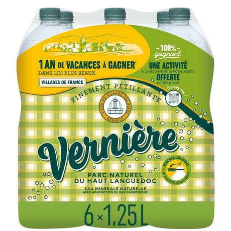 Vernière eau minérale naturelle gazeuse 6 x 1,25L
