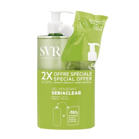 SVR sebiaclear gel moussant + recharge 400ml
